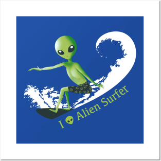 Alien surfer Posters and Art